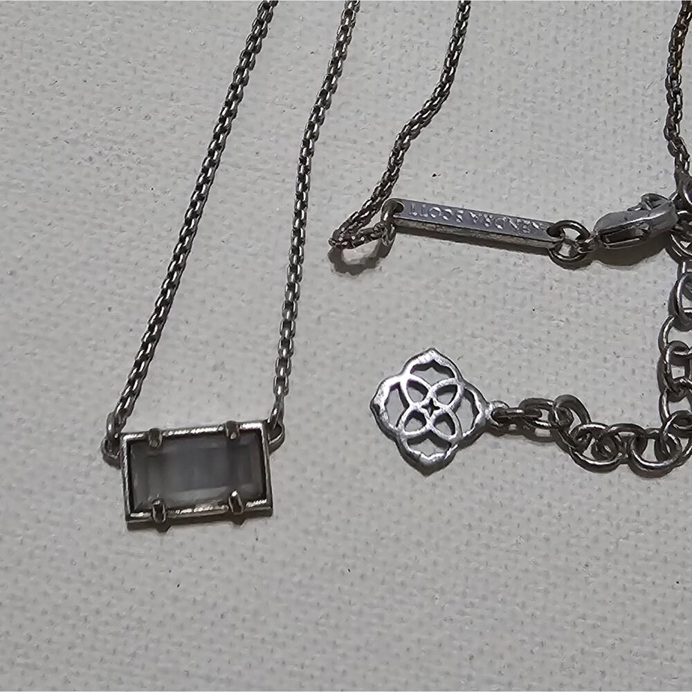 Kendra Scott Silver and Slate Grey Cats Eye Necklace - Picture 4 of 5